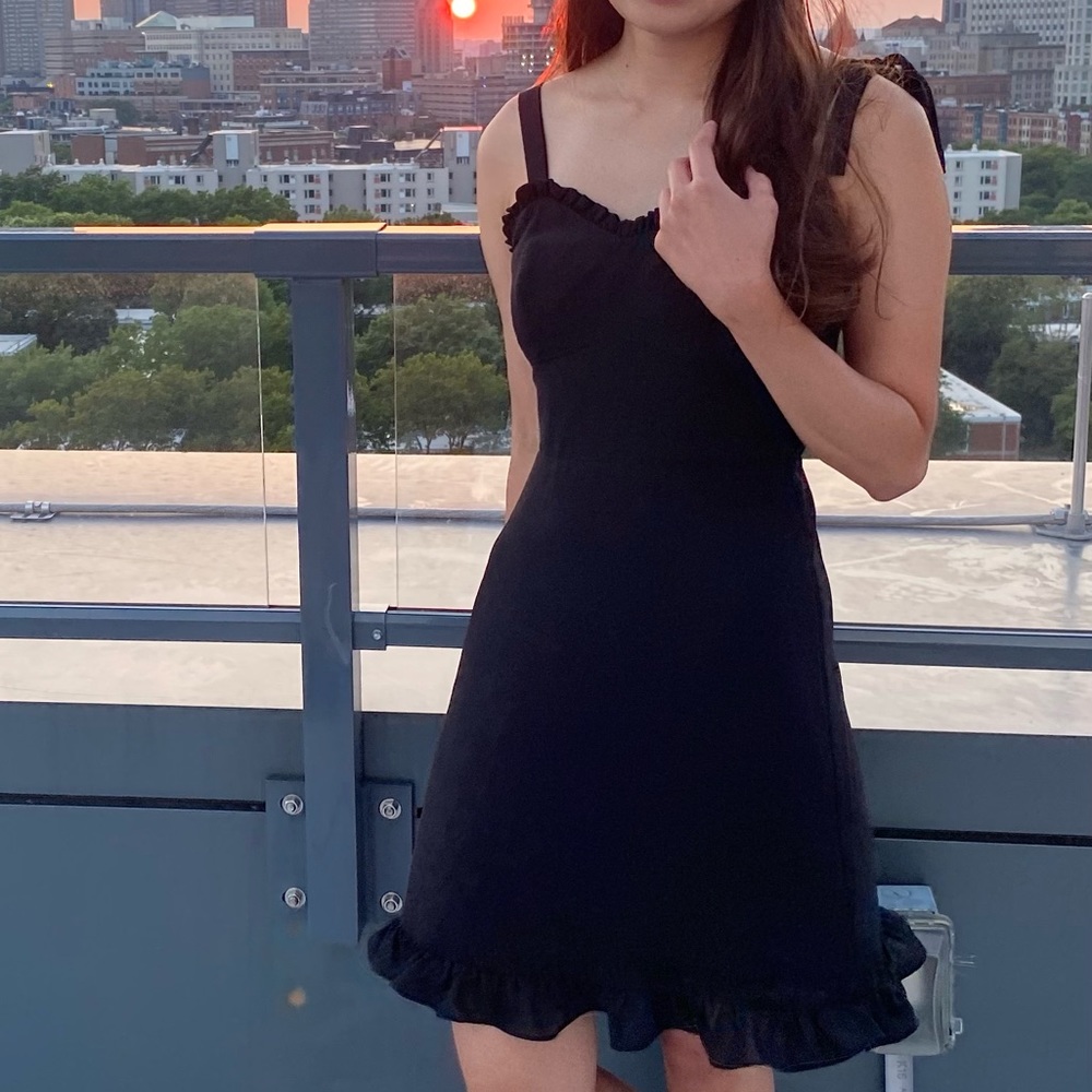 Black bow tied mini dress
